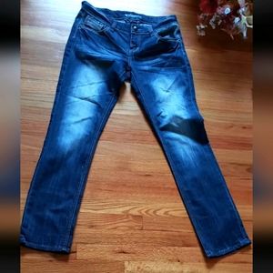 Pepe Jeans Mens Blue Jeans 32×32 Studded Pocket Embroidered Mens Pants  W/ Flaw